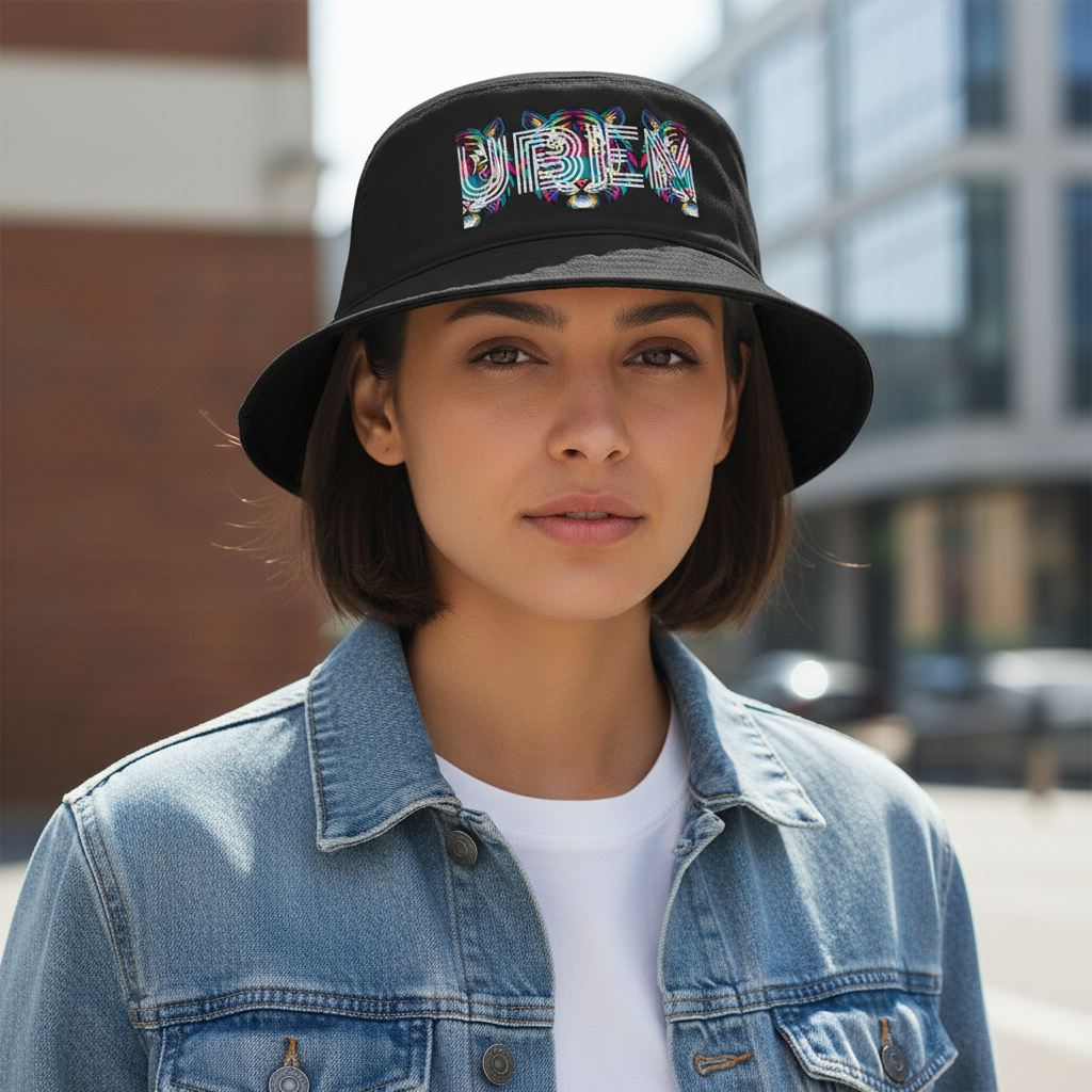 Bucket Hat - Colorful Glitch 'UBEM' Graphic Streetwear Hat