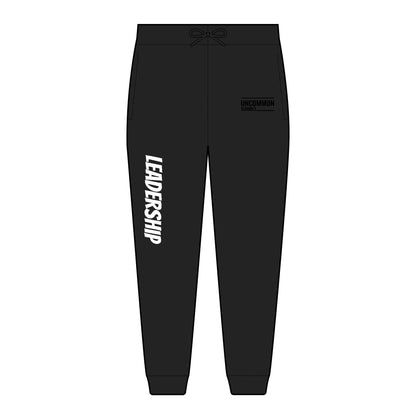 Leadership Embroidered Joggers — Unisex Fleece Sweatpants with 'Leadership' Side Script
