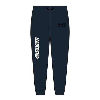 Leadership Embroidered Joggers — Unisex Fleece Sweatpants with 'Leadership' Side Script