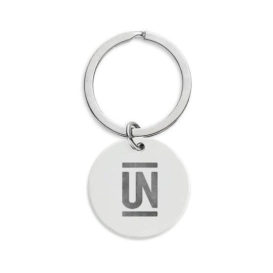 Engraved Stainless Steel Round Keychain — Uncommon Schools Logo