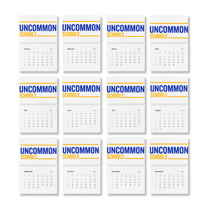 Uncommon Schools 2026 Wall Calendar — Monthly School Calendar