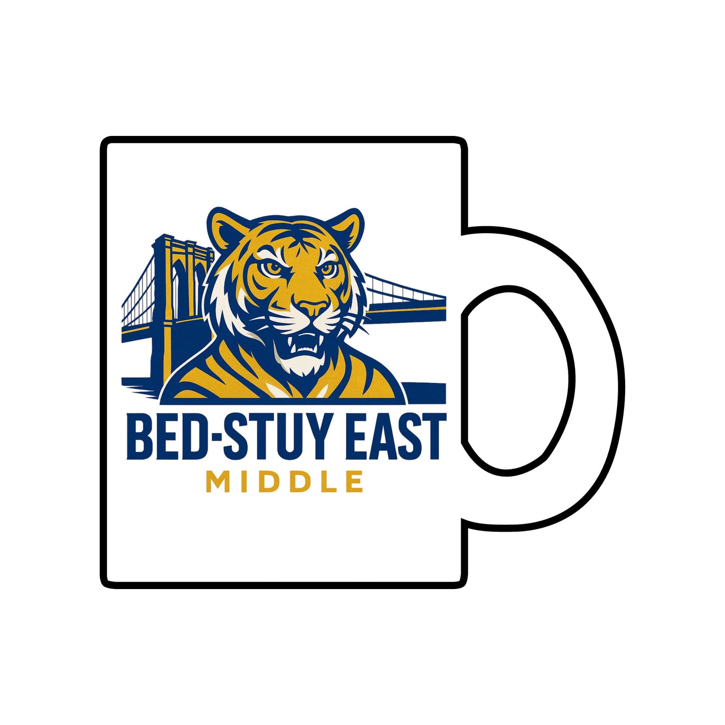 Bed-Stuy East Middle Tiger Logo Glass Mug — 10oz Clear Coffee Cup