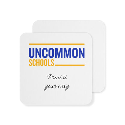 Uncommon Schools Custom Coasters — Personalized School Logo Drink Coaster (50/100 pcs)