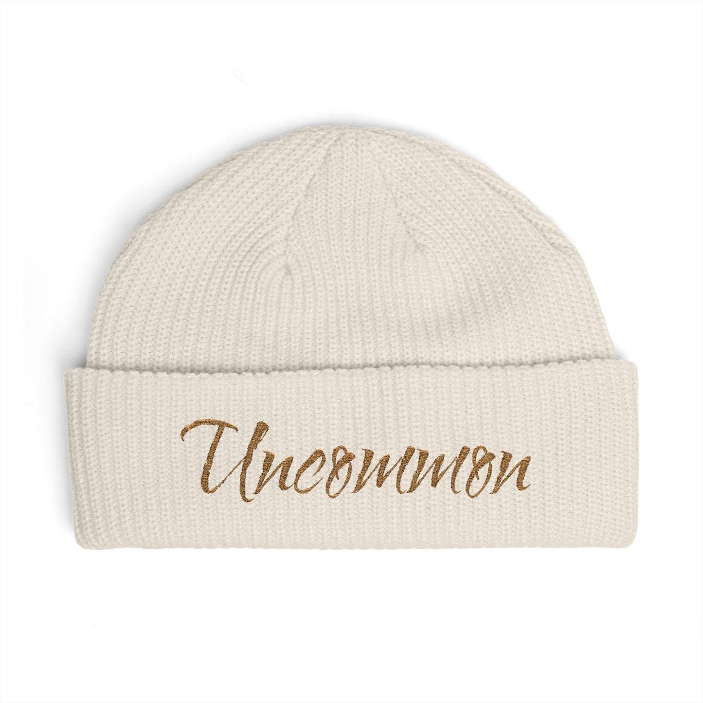 Uncommon Cuff Beanie — Embroidered Script Winter Hat