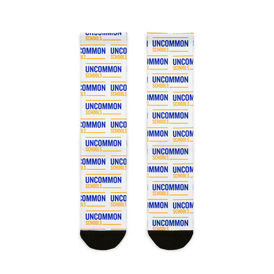 Uncommon School Logo Crew Socks — Sublimated Athletic Novelty Socks