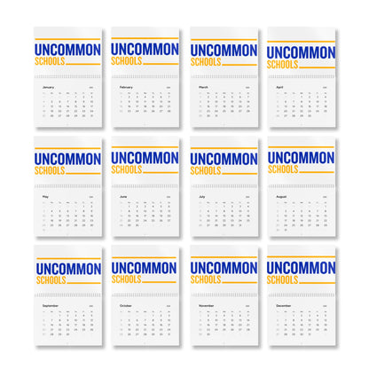 Uncommon Schools 2026 Wall Calendar — Monthly School Calendar