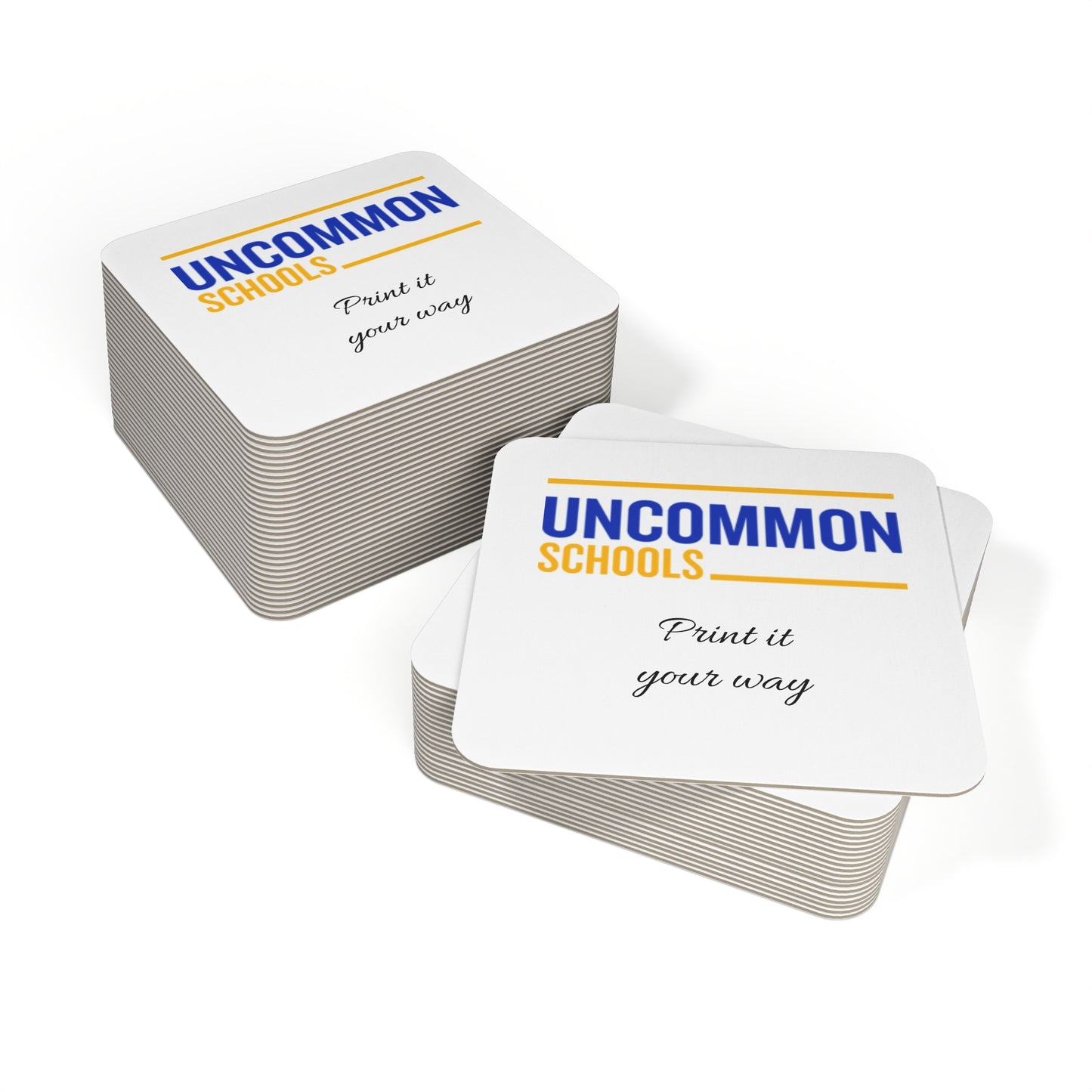 Uncommon Schools Custom Coasters — Personalized School Logo Drink Coaster (50/100 pcs)