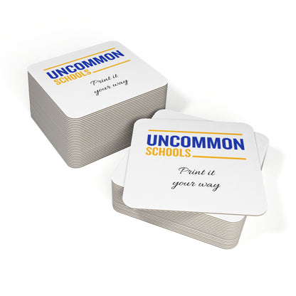 Uncommon Schools Custom Coasters — Personalized School Logo Drink Coaster (50/100 pcs)