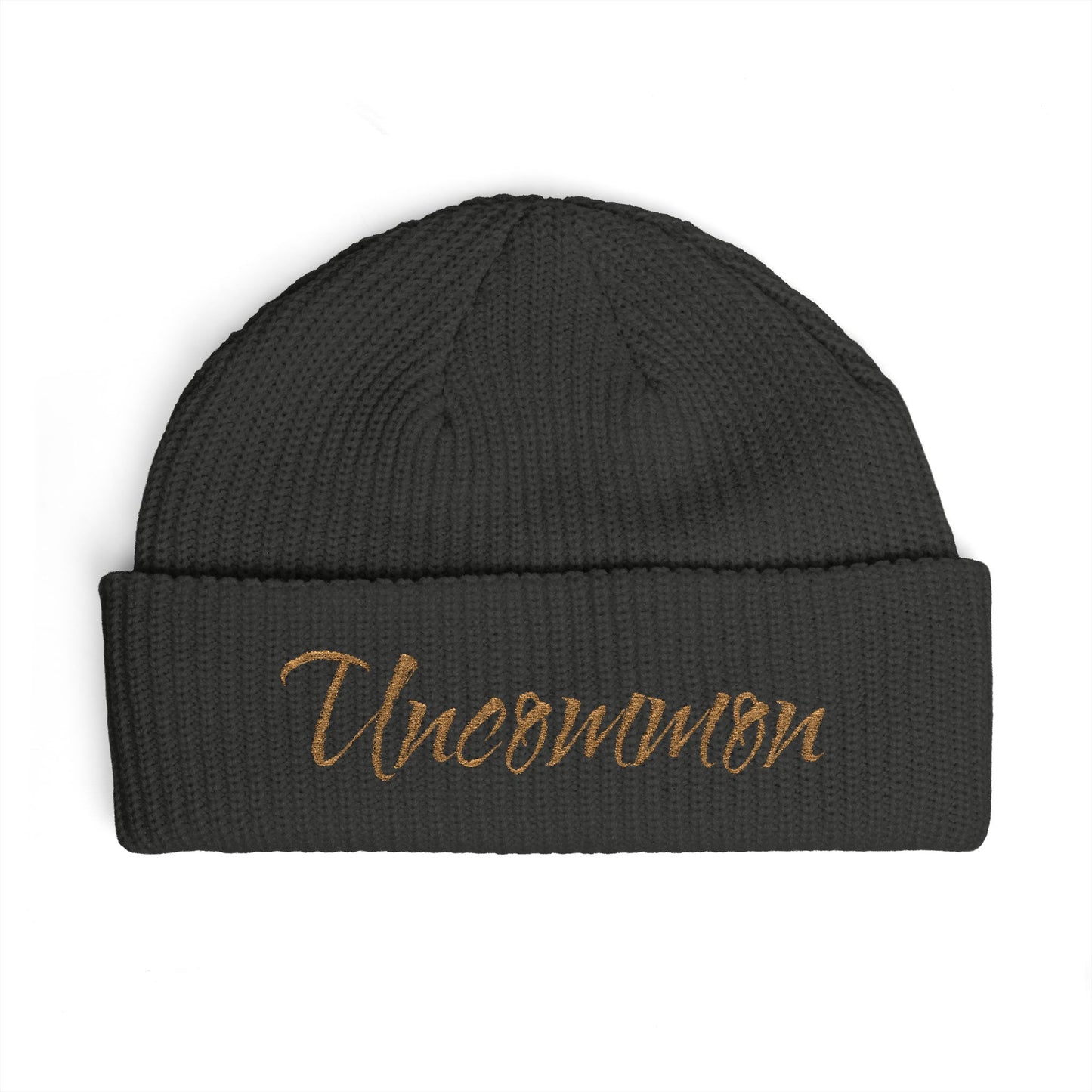 Uncommon Cuff Beanie — Embroidered Script Winter Hat