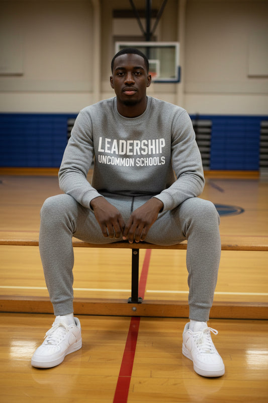 Leadership Embroidered Joggers — Unisex Fleece Sweatpants with 'Leadership' Side Script