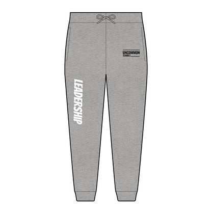 Leadership Embroidered Joggers — Unisex Fleece Sweatpants with 'Leadership' Side Script