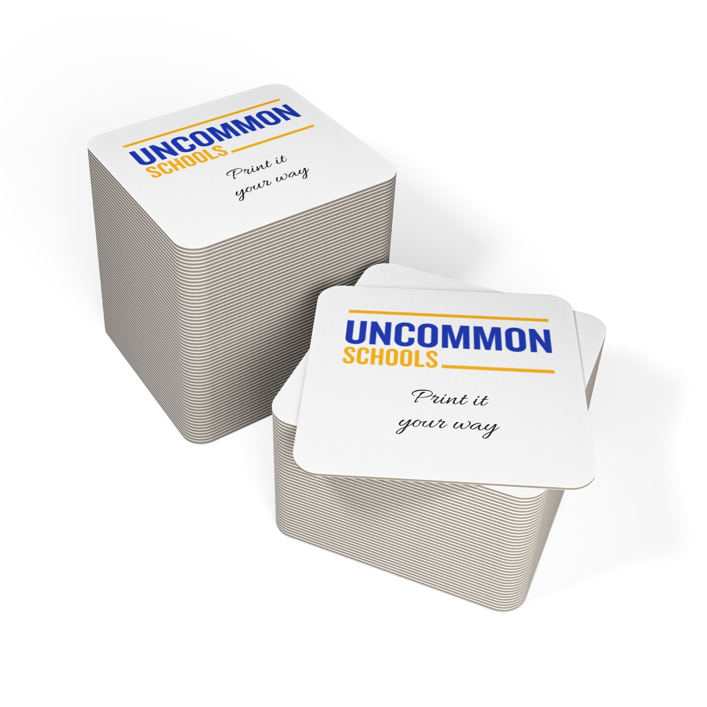 Uncommon Schools Custom Coasters — Personalized School Logo Drink Coaster (50/100 pcs)