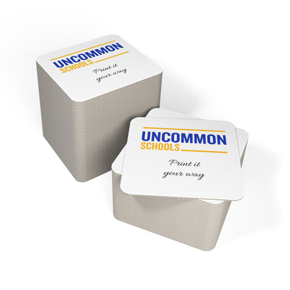 Uncommon Schools Custom Coasters — Personalized School Logo Drink Coaster (50/100 pcs)