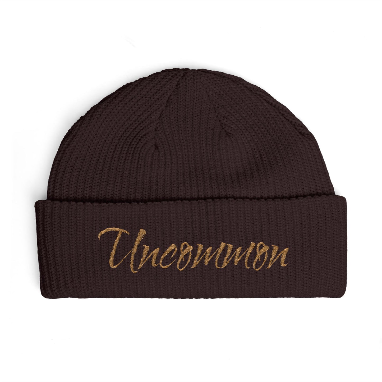 Uncommon Cuff Beanie — Embroidered Script Winter Hat