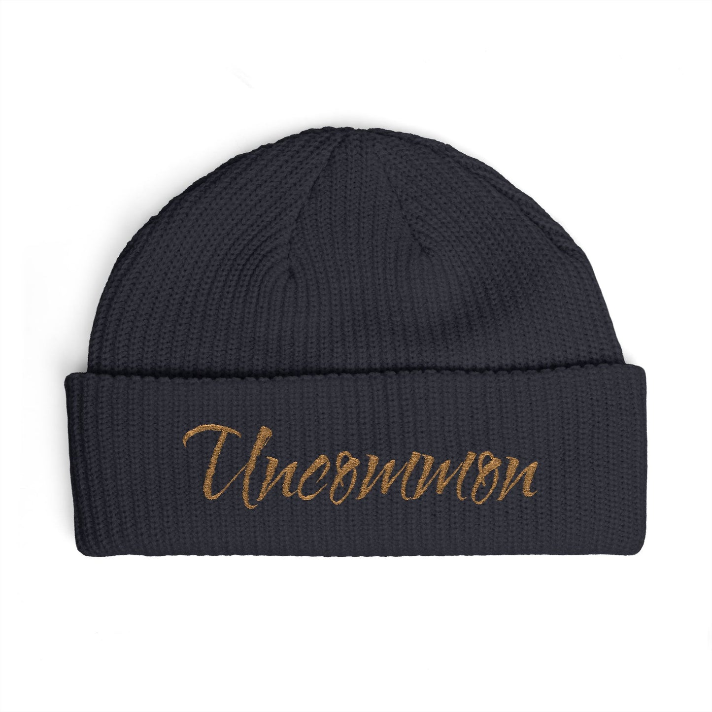 Uncommon Cuff Beanie — Embroidered Script Winter Hat