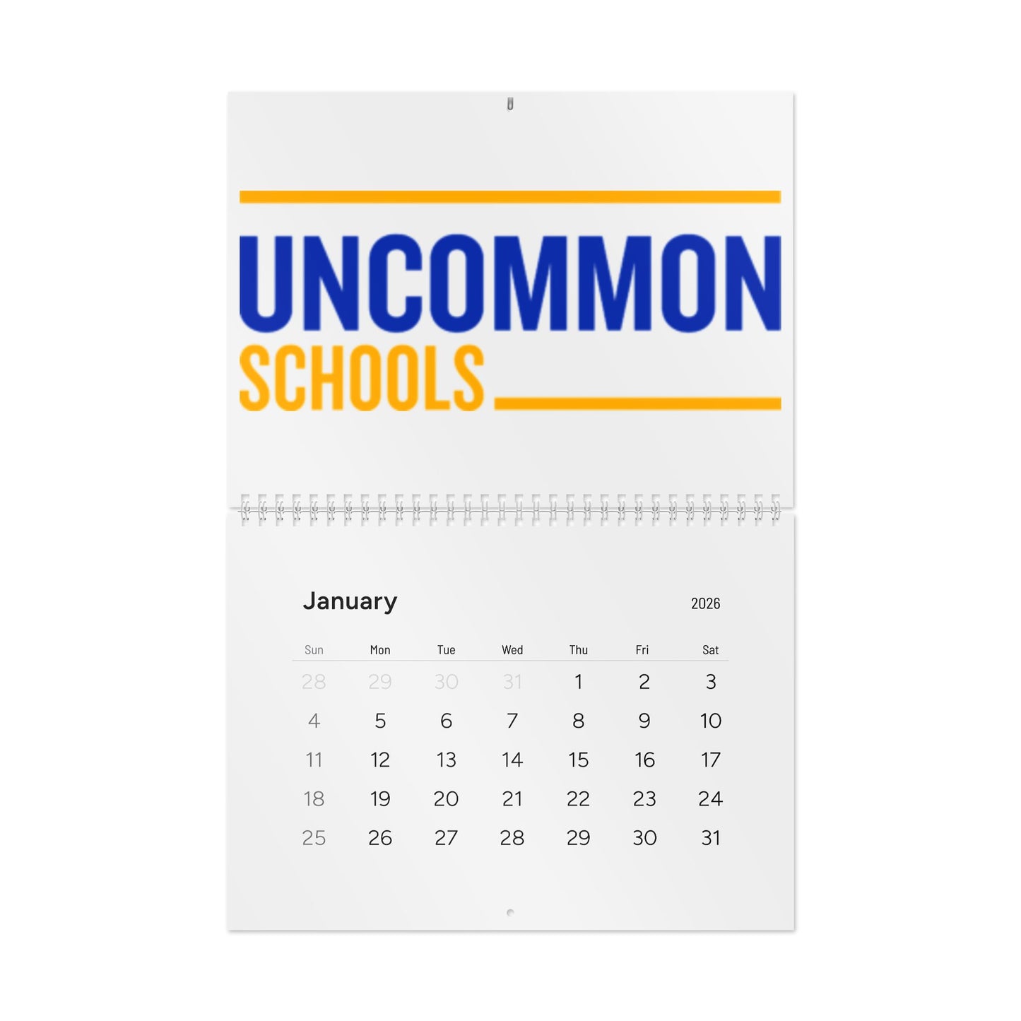 Uncommon Schools 2026 Wall Calendar — Monthly School Calendar