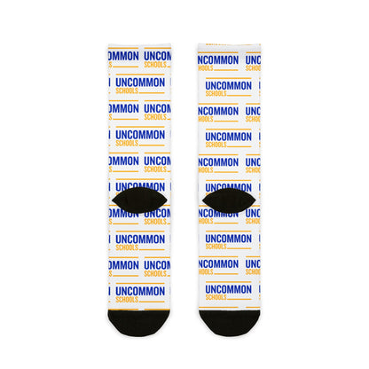 Uncommon School Logo Crew Socks — Sublimated Athletic Novelty Socks